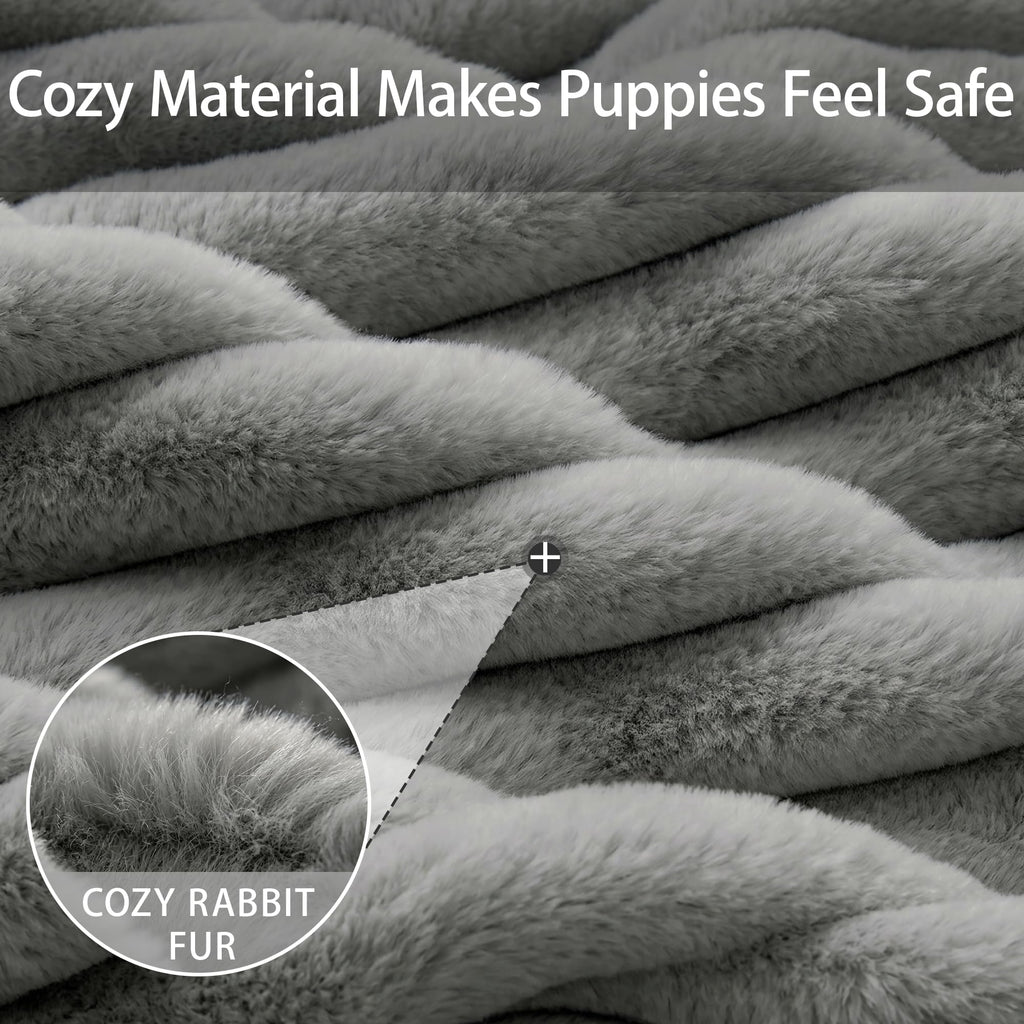 Dark grey ribbed bolster dog bed