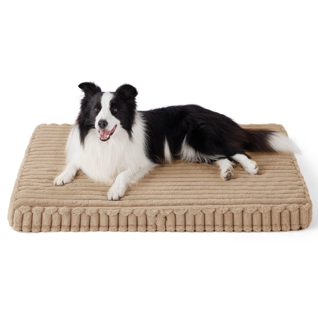 Beige wave foam dog bed