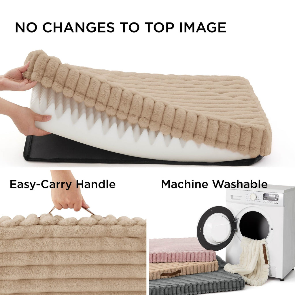 Wave foam dog bed removable cover and handle